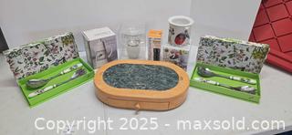 MaxSold Auction: Sabatier Marble-Top Wooden Cheese/Serving Board with Drawer and More - Lakeland (Florida, USA) PARTNER MANAGED Estate Sale Online Auction - Canyon Lake Point