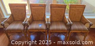 MaxSold Auction: Set of 4 Bamboo/Rattan-Style Armchairs with Figural Accents - Lakeland (Florida, USA) PARTNER MANAGED Estate Sale Online Auction - Canyon Lake Point