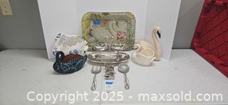 MaxSold Auction: Vintage Swan Planters, Metal Serving Pieces & Decorative Tray - Lakeland (Florida, USA) PARTNER MANAGED Estate Sale Online Auction - Canyon Lake Point