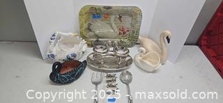 MaxSold Auction: Vintage Swan Planters, Metal Serving Pieces & Decorative Tray - Lakeland (Florida, USA) PARTNER MANAGED Estate Sale Online Auction - Canyon Lake Point