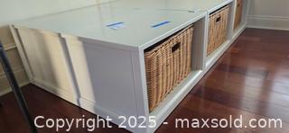 MaxSold Auction: White Storage Bench Cubby Unit with 3 Wicker Baskets - Lakeland (Florida, USA) PARTNER MANAGED Estate Sale Online Auction - Canyon Lake Point
