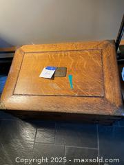 MaxSold Auction: Antique Oak Steamer Trunk — Medium/Dark Golden-Brown - Fort Washington (Maryland, USA) SELLER MANAGED Estate Sale Online Auction - Hatton Point Road