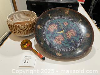 MaxSold Auction: Cloisonné Enamel Bowl &#38; Painted Wooden Ladle - Fort Washington (Maryland, USA) SELLER MANAGED Estate Sale Online Auction - Hatton Point Road