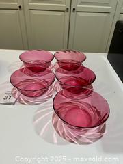 MaxSold Auction: Cranberry Glass Swirl Dessert/Salad Plate &#38; Side Bowl - Fort Washington (Maryland, USA) SELLER MANAGED Estate Sale Online Auction - Hatton Point Road