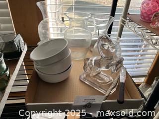 MaxSold Auction: Glass Vases, White Bowls &#38; Clear Horse Figurine – Mixed Lot - Fort Washington (Maryland, USA) SELLER MANAGED Estate Sale Online Auction - Hatton Point Road