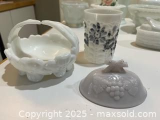 MaxSold Auction: Lot of 15 Assorted Milk Glass Pieces - Fort Washington (Maryland, USA) SELLER MANAGED Estate Sale Online Auction - Hatton Point Road