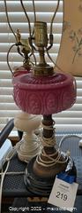 MaxSold Auction: Lot of 4 Cranberry, Milk Glass & Brass Lamps - Fort Washington (Maryland, USA) SELLER MANAGED Estate Sale Online Auction - Hatton Point Road