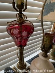 MaxSold Auction: Lot of 4 Cranberry, Milk Glass & Brass Lamps - Fort Washington (Maryland, USA) SELLER MANAGED Estate Sale Online Auction - Hatton Point Road