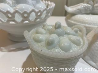 MaxSold Auction: Lot of Milk Glass Covered Dishes and Decorative Baskets - Fort Washington (Maryland, USA) SELLER MANAGED Estate Sale Online Auction - Hatton Point Road