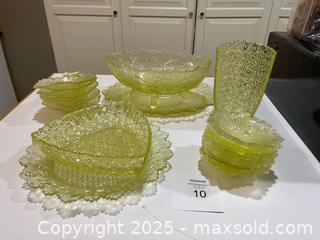 MaxSold Auction: Lot of Mixed Yellow-Green Vaseline Serving Pieces - Fort Washington (Maryland, USA) SELLER MANAGED Estate Sale Online Auction - Hatton Point Road