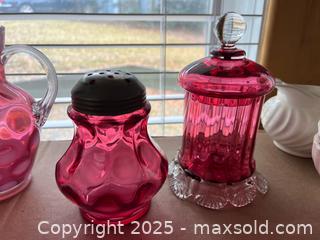MaxSold Auction: Lot of Vintage Cranberry/Rose Glass Decorative Pieces - Fort Washington (Maryland, USA) SELLER MANAGED Estate Sale Online Auction - Hatton Point Road
