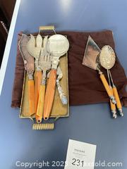 MaxSold Auction: Mid-Century Serving Utensil Lot with Tray and Cloth - Fort Washington (Maryland, USA) SELLER MANAGED Estate Sale Online Auction - Hatton Point Road