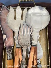 MaxSold Auction: Mid-Century Serving Utensil Lot with Tray and Cloth - Fort Washington (Maryland, USA) SELLER MANAGED Estate Sale Online Auction - Hatton Point Road