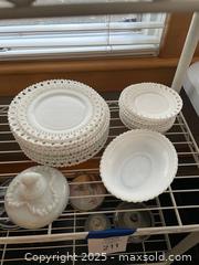 MaxSold Auction: Milk Glass Dinner & Salad Plates with Serving Bowl — ~20+ Pieces - Fort Washington (Maryland, USA) SELLER MANAGED Estate Sale Online Auction - Hatton Point Road