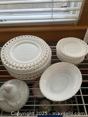MaxSold Auction: Milk Glass Dinner & Salad Plates with Serving Bowl — ~20+ Pieces - Fort Washington (Maryland, USA) SELLER MANAGED Estate Sale Online Auction - Hatton Point Road