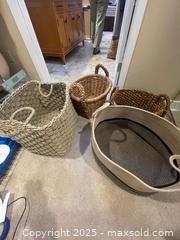 MaxSold Auction: Set of 4 Woven Baskets with Handles, Medium &#38; Large - Fort Washington (Maryland, USA) SELLER MANAGED Estate Sale Online Auction - Hatton Point Road