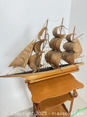 MaxSold Auction: Large handmade MCM wooden sail boat with cast iron stand - Vancouver (British Columbia, Canada) SELLER MANAGED Reseller Online Auction - Main Street