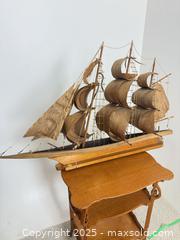 MaxSold Auction: Large handmade MCM wooden sail boat with cast iron stand - Vancouver (British Columbia, Canada) SELLER MANAGED Reseller Online Auction - Main Street