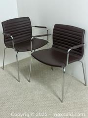 MaxSold Auction: Pair of contemporary postmodern chrome and leather post dining/ occasional chairs  - Vancouver (British Columbia, Canada) SELLER MANAGED Reseller Online Auction - Main Street