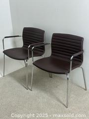 MaxSold Auction: Pair of contemporary postmodern chrome and leather post dining/ occasional chairs  - Vancouver (British Columbia, Canada) SELLER MANAGED Reseller Online Auction - Main Street