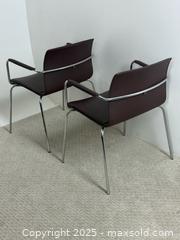 MaxSold Auction: Pair of contemporary postmodern chrome and leather post dining/ occasional chairs  - Vancouver (British Columbia, Canada) SELLER MANAGED Reseller Online Auction - Main Street