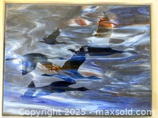 MaxSold Auction: Artist Signed Richard Bond Ducks Flying Sandblasted One Of A Kind Framed Glass Sculpture 17&#34; - Toronto (Ontario, Canada) PARTNER MANAGED Reseller Online Auction - Railside Road