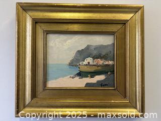 MaxSold Auction: Gilt Wood Framed Italian Coastal Oil Painting On Board Artist Signed {Renzo} GORI - Toronto (Ontario, Canada) PARTNER MANAGED Reseller Online Auction - Railside Road