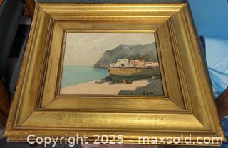 MaxSold Auction: Gilt Wood Framed Italian Coastal Oil Painting On Board Artist Signed {Renzo} GORI - Toronto (Ontario, Canada) PARTNER MANAGED Reseller Online Auction - Railside Road