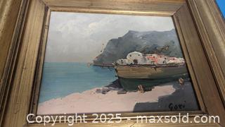 MaxSold Auction: Gilt Wood Framed Italian Coastal Oil Painting On Board Artist Signed {Renzo} GORI - Toronto (Ontario, Canada) PARTNER MANAGED Reseller Online Auction - Railside Road