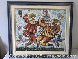 MaxSold Auction: Michael Kachan Style Vibrant Eiffel Tower Jester&#39;s Framed Oil Painting On Canvas  30&#34; - Toronto (Ontario, Canada) PARTNER MANAGED Reseller Online Auction - Railside Road