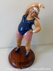 MaxSold Auction: Wild &#34;Golden Girl&#34; Carved Wood Exercising Lady Sculpture 14&#34; - Toronto (Ontario, Canada) PARTNER MANAGED Reseller Online Auction - Railside Road