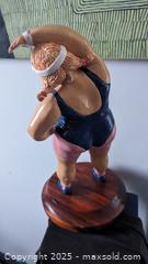 MaxSold Auction: Wild &#34;Golden Girl&#34; Carved Wood Exercising Lady Sculpture 14&#34; - Toronto (Ontario, Canada) PARTNER MANAGED Reseller Online Auction - Railside Road