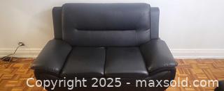 MaxSold Auction: Black Faux Leather 2-Seat Loveseat with Metal Legs - Toronto (Ontario, Canada) SELLER MANAGED Moving Online Auction - Kingston Road (CONDO)