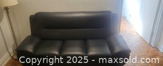 MaxSold Auction: Black Faux Leather 3-Seat Apartment Sofa with Chrome Legs - Toronto (Ontario, Canada) SELLER MANAGED Moving Online Auction - Kingston Road (CONDO)