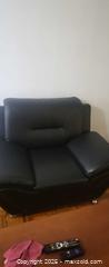 MaxSold Auction: Black Faux Leather Armchair — >42&#34; W - Toronto (Ontario, Canada) SELLER MANAGED Moving Online Auction - Kingston Road (CONDO)