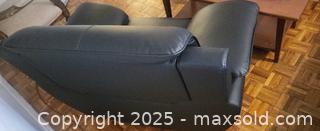 MaxSold Auction: Black Faux Leather Armchair — >42&#34; W - Toronto (Ontario, Canada) SELLER MANAGED Moving Online Auction - Kingston Road (CONDO)