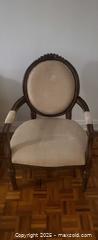 MaxSold Auction: Louis-style Upholstered Solid Wood Accent Chair, Cream Damask - Toronto (Ontario, Canada) SELLER MANAGED Moving Online Auction - Kingston Road (CONDO)