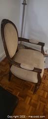 MaxSold Auction: Louis-style Upholstered Solid Wood Accent Chair, Cream Damask - Toronto (Ontario, Canada) SELLER MANAGED Moving Online Auction - Kingston Road (CONDO)