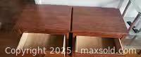 MaxSold Auction: Pair of Solid Wood Medium Brown Side Tables with Drawers - Toronto (Ontario, Canada) SELLER MANAGED Moving Online Auction - Kingston Road (CONDO)