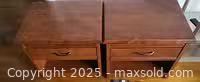 MaxSold Auction: Pair of Solid Wood Medium Brown Side Tables with Drawers - Toronto (Ontario, Canada) SELLER MANAGED Moving Online Auction - Kingston Road (CONDO)