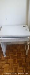 MaxSold Auction: White Painted Particleboard Bedside Table/small office desk with 1 Drawer - Toronto (Ontario, Canada) SELLER MANAGED Moving Online Auction - Kingston Road (CONDO)