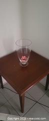 MaxSold Auction: Wooden table &#38; Clear Glass Stemmed Goblet / Small Decorative Vase - Toronto (Ontario, Canada) SELLER MANAGED Moving Online Auction - Kingston Road (CONDO)