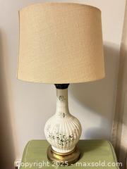 MaxSold Auction: 2 identical White lamp with flowers - Toronto (Ontario, Canada) SELLER MANAGED Moving Online Auction - Queenslea Avenue