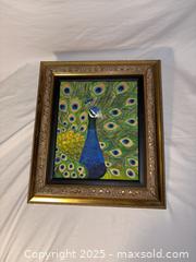 MaxSold Auction: Peacock in gold frame - Toronto (Ontario, Canada) SELLER MANAGED Moving Online Auction - Queenslea Avenue