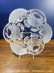 MaxSold Auction: Pressed Glass Serving Platter Bowl with Crab &#38; Shell Motif - Pickering (Ontario, Canada) SELLER MANAGED Downsizing Online Auction - Krosno Boulevard