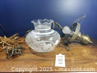 MaxSold Auction: Vintage hanging/ceiling light fixtures with etched glass shades (lot) - Pickering (Ontario, Canada) SELLER MANAGED Downsizing Online Auction - Krosno Boulevard