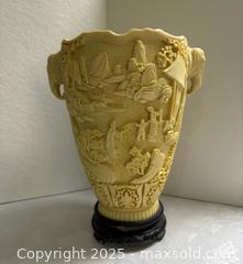 MaxSold Auction: Chinese style carved elephant handle vase  - Markham (Ontario, Canada) SELLER MANAGED Downsizing Online Auction - Loring Crescent