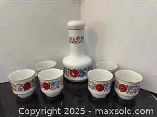 MaxSold Auction: Kalocsa Hungary hand painted decanter set  - Markham (Ontario, Canada) SELLER MANAGED Downsizing Online Auction - Loring Crescent