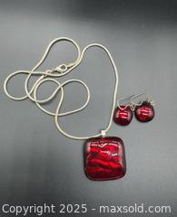 MaxSold Auction: Sterling silver necklace with glass pendant and earrings  - Markham (Ontario, Canada) SELLER MANAGED Downsizing Online Auction - Loring Crescent
