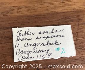 MaxSold Auction: Green  Soapstone Father and Son Carving   - Ottawa (Ontario, Canada) PARTNER MANAGED Estate Sale Online Auction - South River Drive